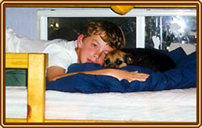 Snuggling on the loft bed.