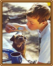 Sharing pancakes.