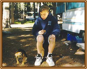 Sharing S'Mores while camping.