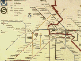Subway map showing split between East and West