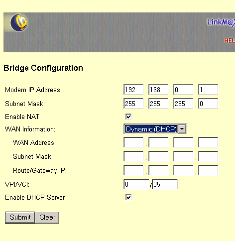 Broadmax Bridge Configuration Page