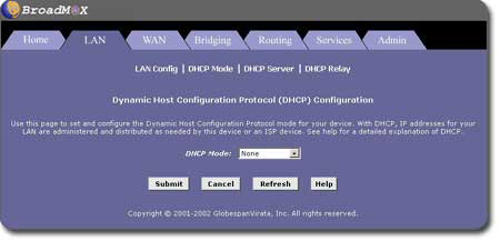 Broadmax DHCP Mode Configuration Page