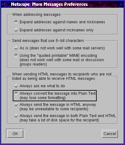 Communicator: Mail & Groups: Messages: More Options