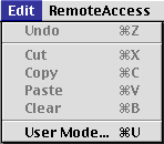 Click on the Edit menu and select User Mode