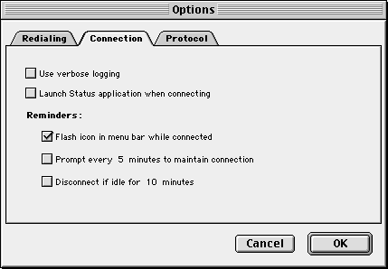 Connection Options are all Optional.