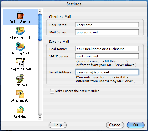 Getting Started settings