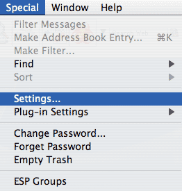Click on the menu labeled special and select the settings option.