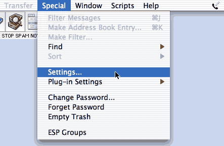 Click on the menu labeled special and select the settings option.