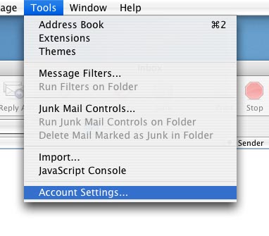 Tools -> Account Settings