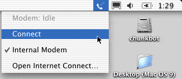 Once it is set up, you can use this
menu to connect