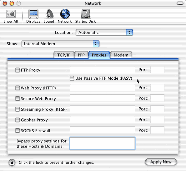 Make sure proxies are like this unless you're
behind a firewall