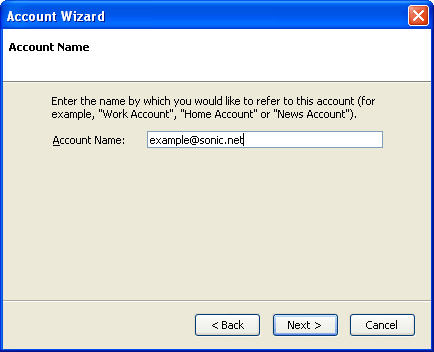 Provide an email account name