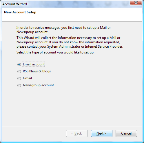 Select Email account