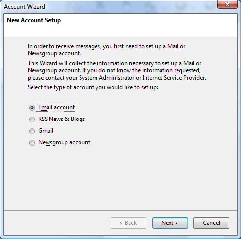 Select Email account
