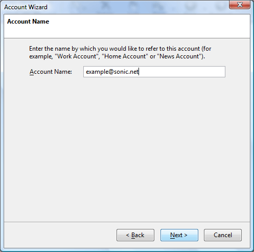 Provide an email account name
