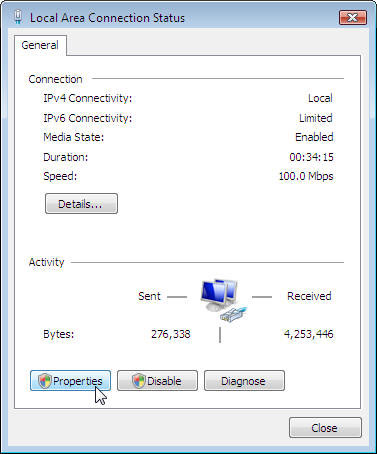 Local Area Connection Status