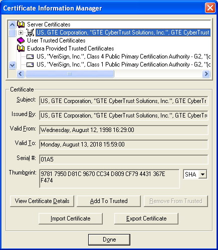 Certificate Information Manager