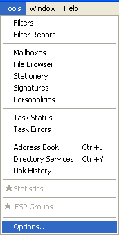 Tools -> Options