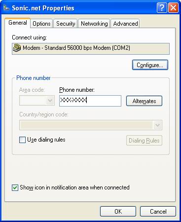 General Dialup Properties