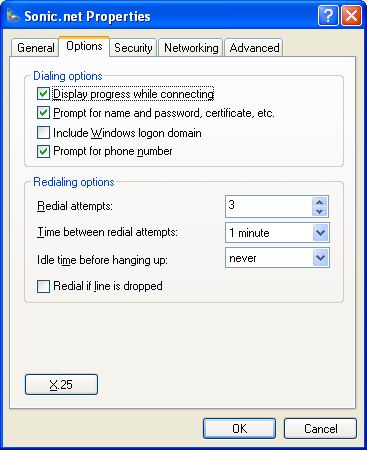Dialup Options