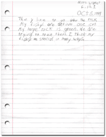 Letter from a student about an AquaBaby during the AquaBabies Classroom Study