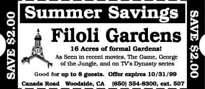 Filoli Gardens Summer Savings Discount