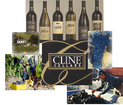 Cline Cellars Logo and Wine bottles