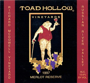 Toad Hollow 1997 Merlot Reserve Richard McDowell Vineyard Russian River Valley