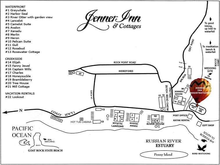 Jenner Inn & Cottages Property Map