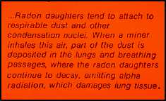 An explanation of the cause of lung damage from radon daughters.