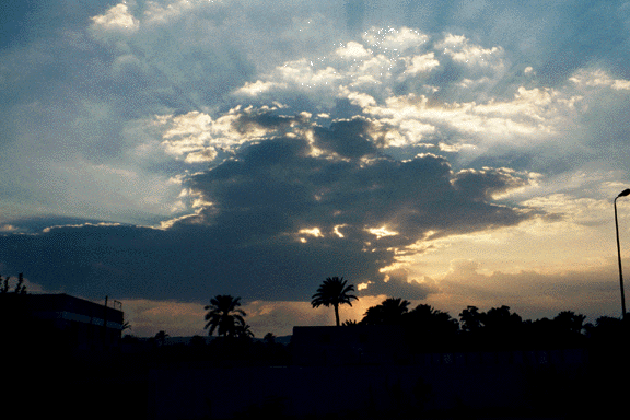 A sunset near the pyramids in Cairo, Egypt