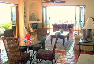 Living room looking towards Los Muertos Beach.