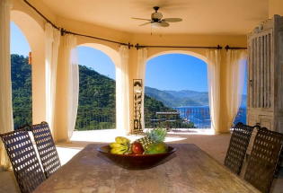 Large dining area with view.