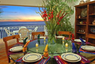 Dining area overlooking the Bay of Banderas.