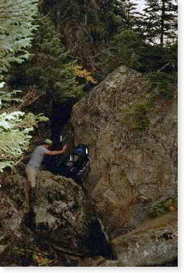 Hiker in Mahoosuc Notch