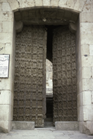 Barbican, iron gate.