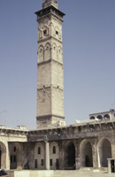 Aleppo, Great Mosque, minaret, to northwest.