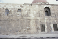 Exterior of prayer hall and south exterior of tomb, view to north.