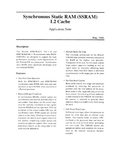 Hitachi Synchronous Static RAM Application Note
