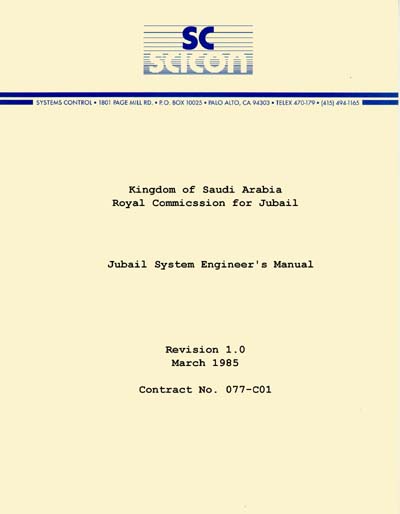 Saudi Consolidated Electric SICON Jubail System Engineer's Manual