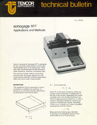 KLA-Tencor SonoGage rt2 Technical Bulletin