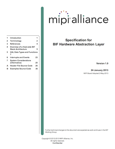 Technical Writer, MIPI Specification For BIF Hardware Layer (HAL)