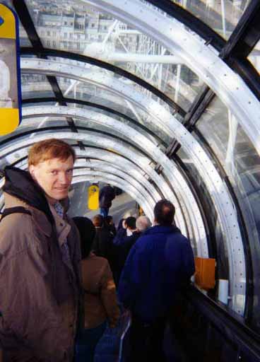 picture of guillaume on the escalator at the pompidou